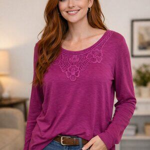 New Gloria Vanderbilt Magenta Lace Woman's Top Size 1X